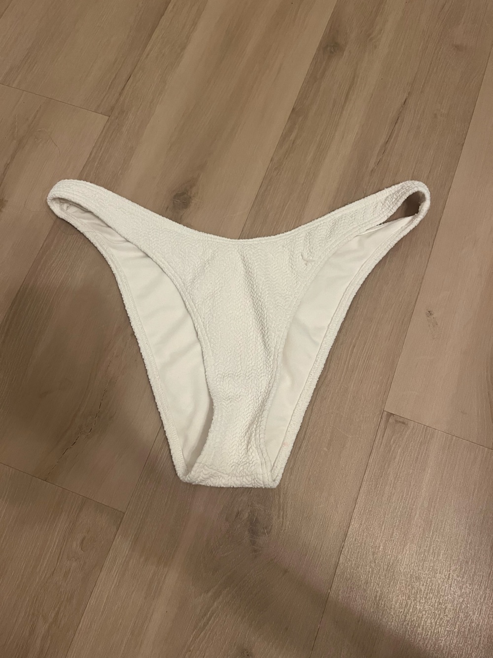 Abercrombie & Fitch White Textured Bikini Bottom